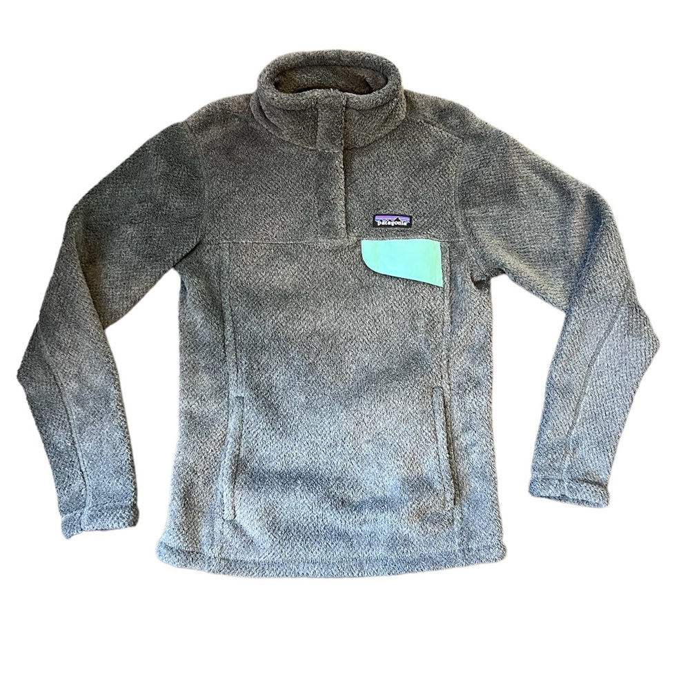 Patagonia Women’s Re-Tool Snap-T Fleece Pullover Gray and Turquoise Size XS